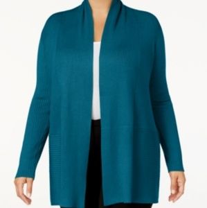 Jm Collection Plus Size Ribbed Open-Front Cardigan
